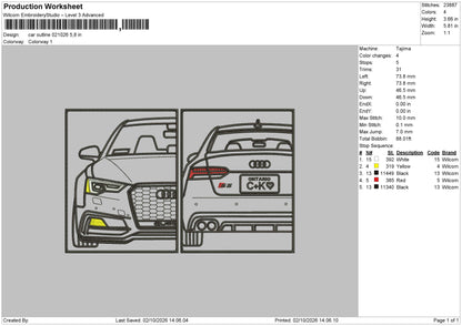 Car OUTLINE 021026 Embroidery Machine Design File 6 sizes