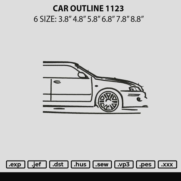 Car Outline 1123 Embroidery File 6 sizes