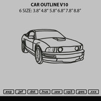 Car Outline V10 Embroidery File 6 sizes