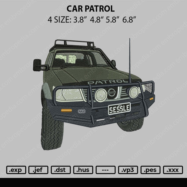 Car Patrol Embroidery File 4 size