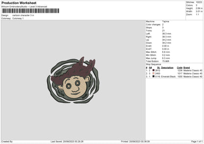 Cartoon 1908 Embroidery File 6 sizes