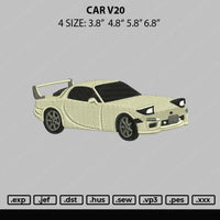 Car V20 Embroidery File 4 size