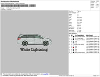 Car White Lightning Embroidery File 4 size