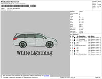 Car White Lightning Embroidery File 4 size