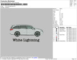Car White Lightning Embroidery File 4 size