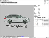 Car White Lightning Embroidery File 4 size