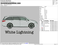 Car White Lightning Embroidery File 4 size