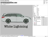 Car White Lightning Embroidery File 4 size