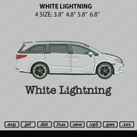 Car White Lightning Embroidery File 4 size