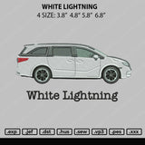 Car White Lightning Embroidery File 4 size