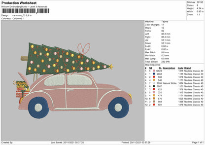 Car Xmas Embroidery File 4 size