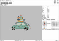 Car Gift Xmas Embroidery File 4 size