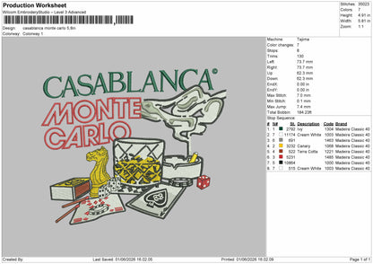 Casablancatext V1 Embroidery Machine Design File 6 sizes
