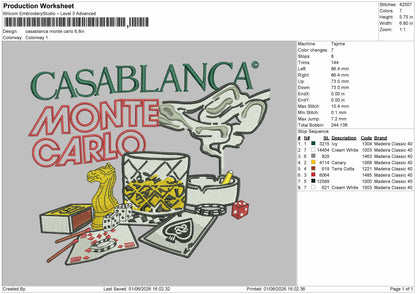 Casablancatext V1 Embroidery Machine Design File 6 sizes