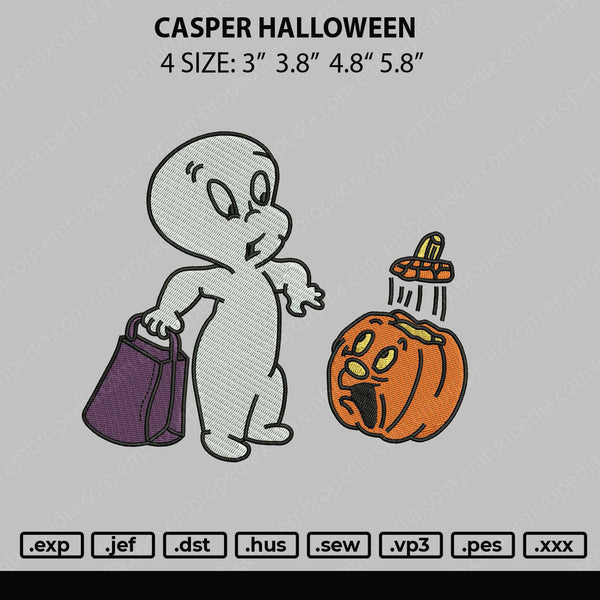 Casper Halloween Embroidery File 4 size