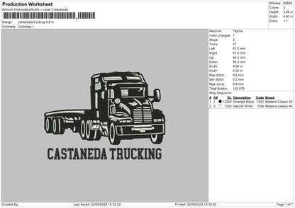 Cestaneda Truck Embroidery File 6 sizes