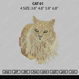 Cat 01 Embroidery File 4 size