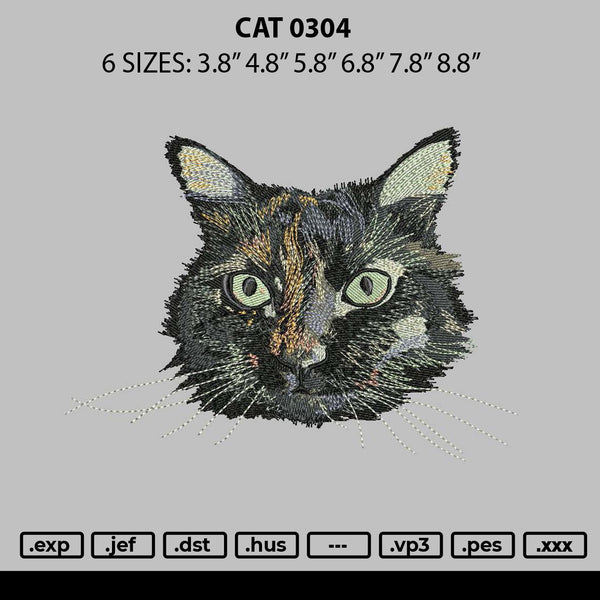 Cat 0304 Embroidery File 6 sizes