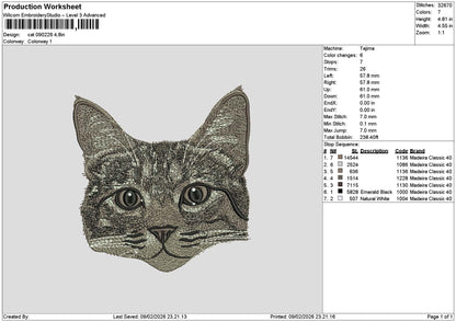 Cat Head 0902 Embroidery File 6 sizes