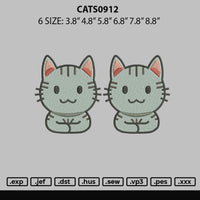 Cats 0912 Embroidery File 6 sizes