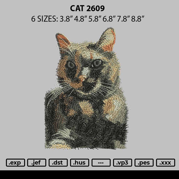 Cat 2609 Embroidery File 6 sizes