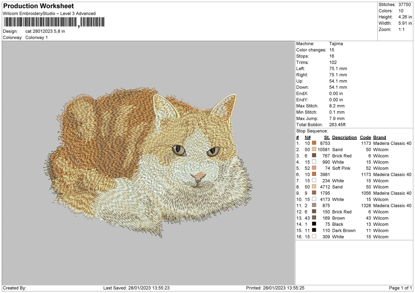 Cat 2801 Embroidery File 6 sizes