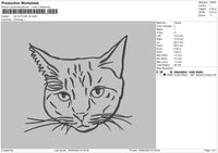 Cat Outline V4 Embroidery File 6 sizes