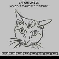 Cat Ouutline V5 Embroidery File 6 sizes