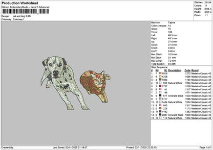 Cat Dog 0211 Embroidery File 6 sizes