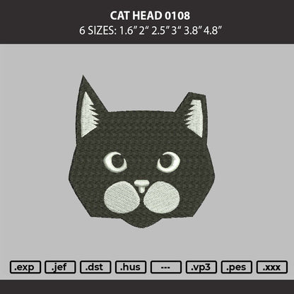Cat Head 0108 Embroidery Machine Design File 6 sizes