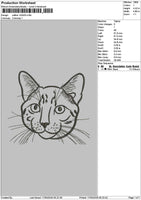 Cat Outline 1304 Embroidery File 6 sizes