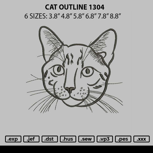 Cat Outline 1304 Embroidery File 6 sizes