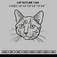 Cat Outline 1304 Embroidery File 6 sizes