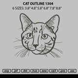 Cat Outline 1304 Embroidery File 6 sizes