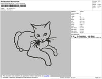 Cat Outline Embroidery File 4 size