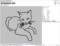 Cat Outline Embroidery File 4 size