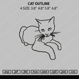 Cat Outline Embroidery File 4 size