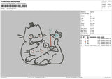 Cat Outlines Embroidery File 6 sizes