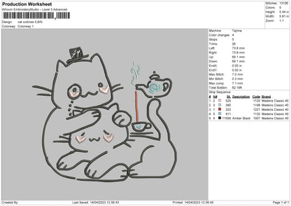 Cat Outlines Embroidery File 6 sizes