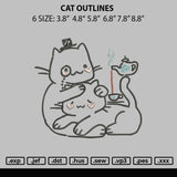 Cat Outlines Embroidery File 6 sizes