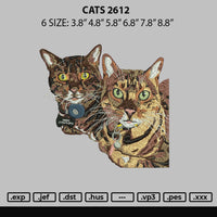 Cats 2612 Embroidery File 6 sizes