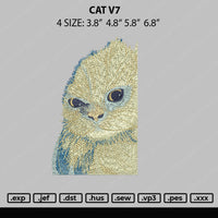 Cat V7 Embroidery File 4 size