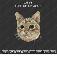 Cat V8 Embroidery File 4 sizes