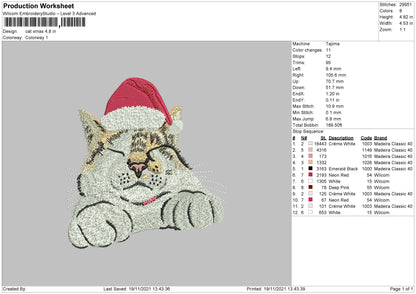 Cat Xmas Embroidery File 4 size