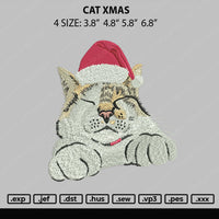 Cat Xmas Embroidery File 4 size