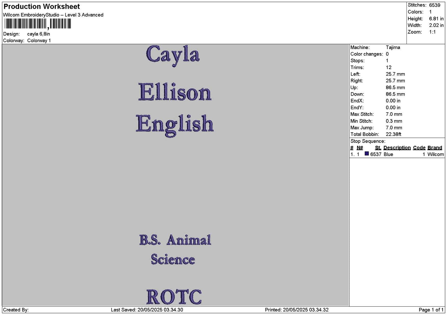 Caylaytext Embroidery File 6 sizes