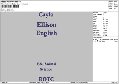 Caylaytext Embroidery File 6 sizes