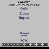 Caylaytext Embroidery File 6 sizes