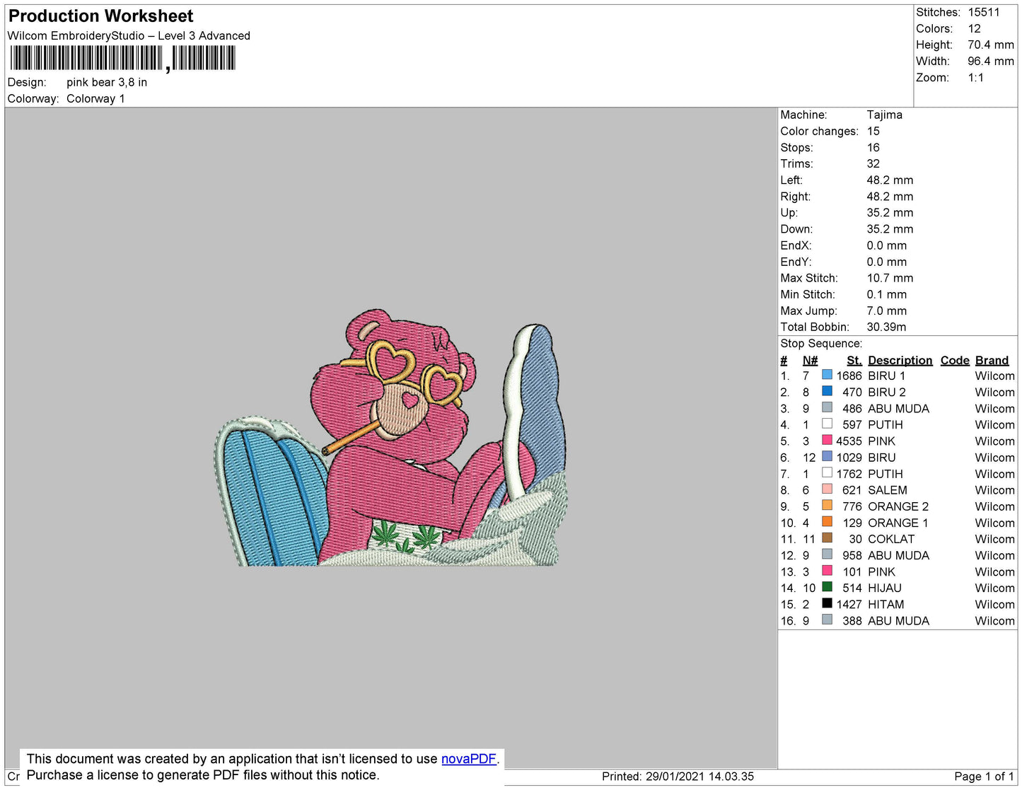 Care Bears Baddie Embroidery 4 size