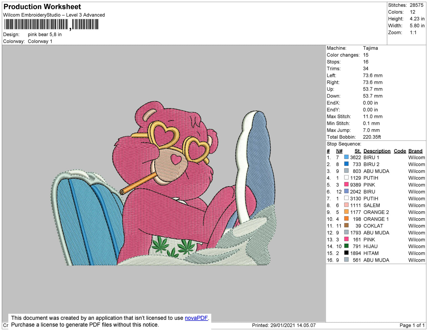 Care Bears Baddie Embroidery 4 size